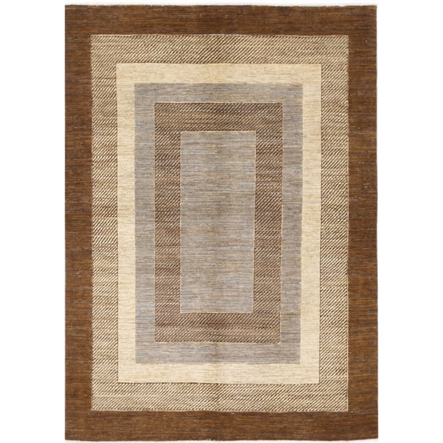 Modcar 5' 6" X 7' 7" Hand-Knotted Wool Rug 5' 6" X 7' 7" (168 X 231) / Brown / Grey