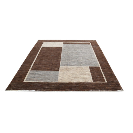 Modcar 6' 8" X 8' 2" Hand-Knotted Wool Rug 6' 8" X 8' 2" (203 X 249) / Brown / Brown