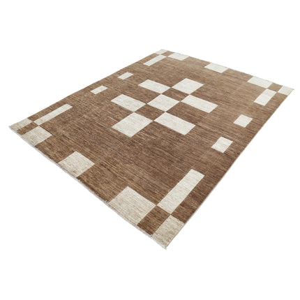 Modcar 6' 5" X 8' 1" Hand-Knotted Wool Rug 6' 5" X 8' 1" (196 X 246) / Brown / Brown