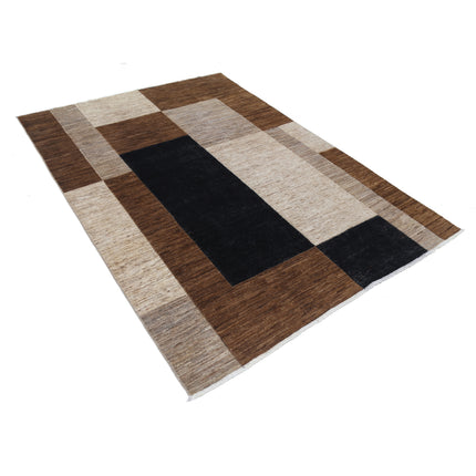 Modcar 5' 3" X 7' 5" Hand-Knotted Wool Rug 5' 3" X 7' 5" (160 X 226) / Brown / Brown