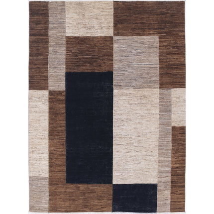 Modcar 5' 3" X 7' 5" Hand-Knotted Wool Rug 5' 3" X 7' 5" (160 X 226) / Brown / Brown