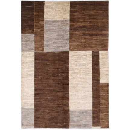 Modcar 6' 4" X 9' 7" Hand-Knotted Wool Rug 6' 4" X 9' 7" (193 X 292) / Brown / Grey