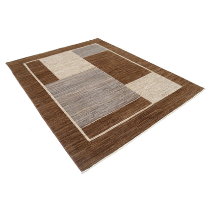 Modcar 6' 7" X 8' 1" Hand-Knotted Wool Rug 6' 7" X 8' 1" (201 X 246) / Brown / Brown