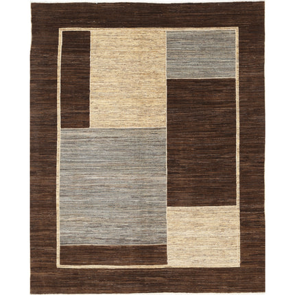 Modcar 6' 7" X 8' 1" Hand-Knotted Wool Rug 6' 7" X 8' 1" (201 X 246) / Brown / Brown