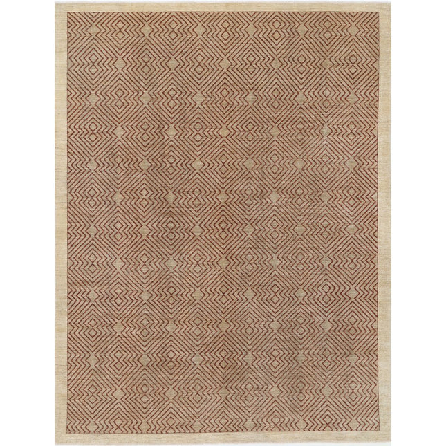 Modcar 8' 9" X 11' 7" Hand-Knotted Wool Rug 8' 9" X 11' 7" (267 X 353) / Ivory / Brown