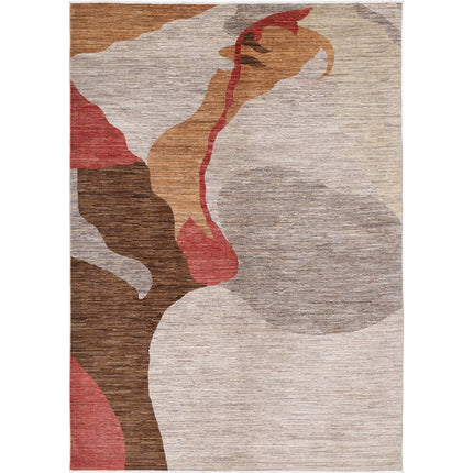 Modcar 6' 8" X 9' 6" Hand-Knotted Wool Rug 6' 8" X 9' 6" (203 X 290) / Brown / Grey