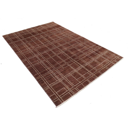 Modcar 5' 5" X 7' 11" Hand-Knotted Wool Rug 5' 5" X 7' 11" (165 X 241) / Brown / Brown