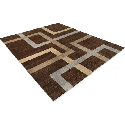 Modcar 7' 10" X 9' 3" Hand-Knotted Wool Rug 7' 10" X 9' 3" (239 X 282) / Brown / Brown