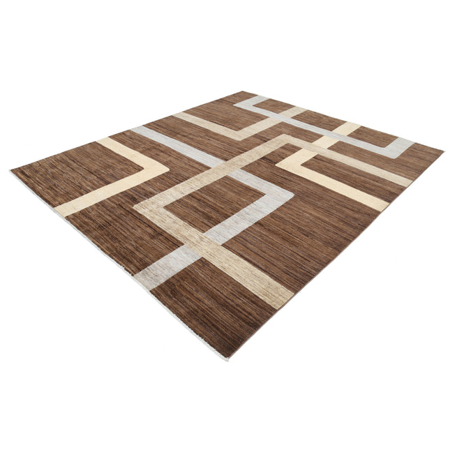 Modcar 7' 10" X 9' 3" Hand-Knotted Wool Rug 7' 10" X 9' 3" (239 X 282) / Brown / Brown