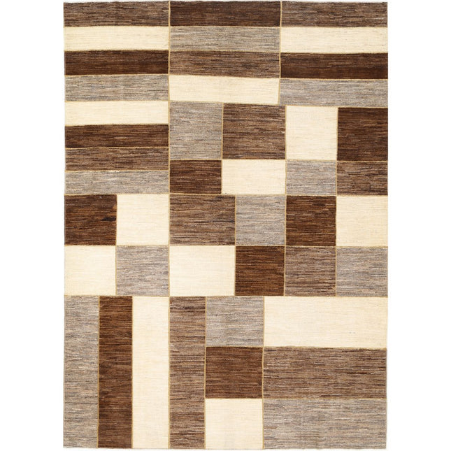 Modcar 6' 10" X 9' 5" Hand-Knotted Wool Rug 6' 10" X 9' 5" (208 X 287) / Brown / Grey