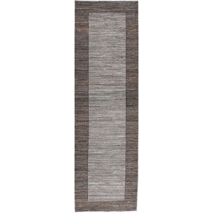 Modcar 2' 6" X 8' 3" Hand-Knotted Wool Rug 2' 6" X 8' 3" (76 X 251) / Grey / Grey