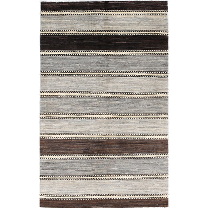 Modcar 3' 9" X 6' 1" Hand-Knotted Wool Rug 3' 9" X 6' 1" (114 X 185) / Grey / Grey