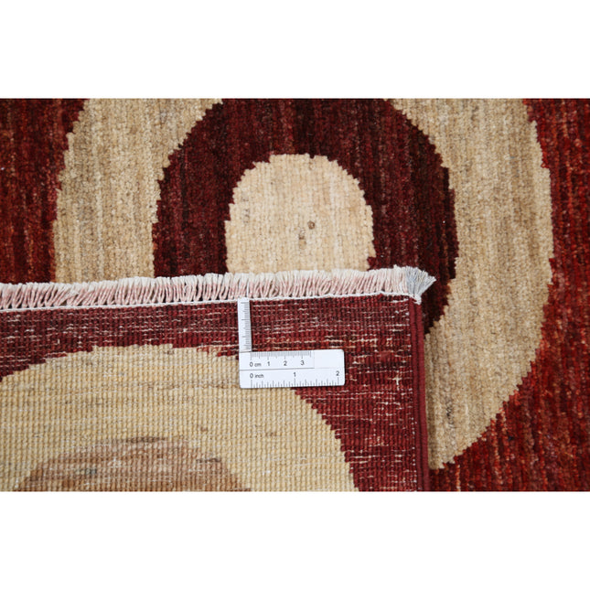 Modcar 7' 11" X 8' 7" Hand-Knotted Wool Rug 7' 11" X 8' 7" (241 X 262) / Burgandy / Burgandy