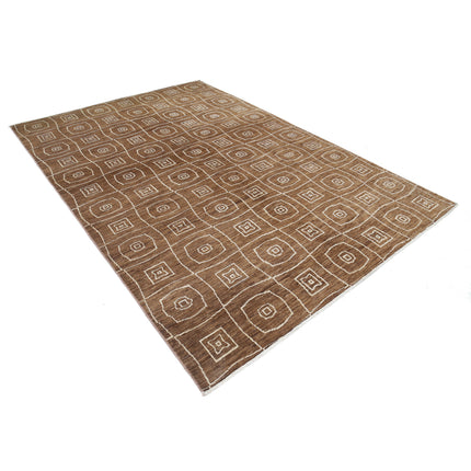 Modcar 6' 8" X 9' 9" Hand-Knotted Wool Rug 6' 8" X 9' 9" (203 X 297) / Brown / Brown