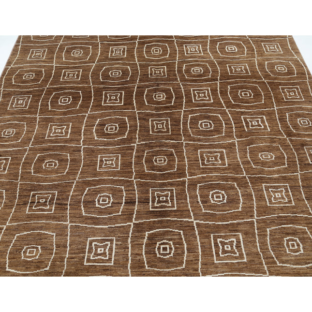 Modcar 6' 8" X 9' 9" Hand-Knotted Wool Rug 6' 8" X 9' 9" (203 X 297) / Brown / Brown