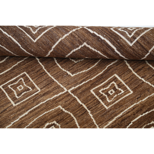 Modcar 6' 8" X 9' 9" Hand-Knotted Wool Rug 6' 8" X 9' 9" (203 X 297) / Brown / Brown