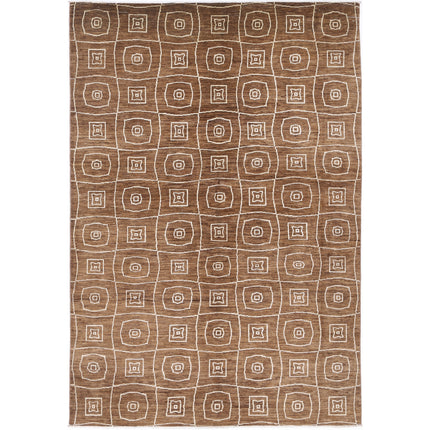 Modcar 6' 8" X 9' 9" Hand-Knotted Wool Rug 6' 8" X 9' 9" (203 X 297) / Brown / Brown