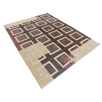 Modcar 5' 10" X 7' 8" Hand-Knotted Wool Rug 5' 10" X 7' 8" (178 X 234) / Brown / Brown