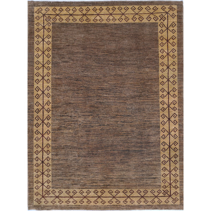 Modcar 6' 2" X 8' 1" Hand-Knotted Wool Rug 6' 2" X 8' 1" (188 X 246) / Brown / Brown