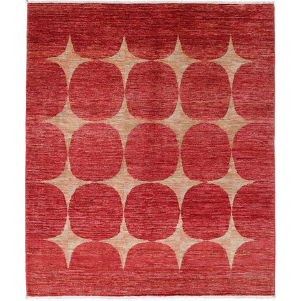 Modcar 4' 9" X 5' 9" Hand-Knotted Wool Rug 4' 9" X 5' 9" (145 X 175) / Red / Red