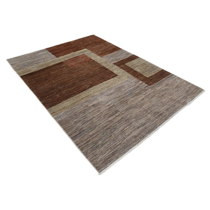 Modcar 5' 7" X 7' 6" Hand-Knotted Wool Rug 5' 7" X 7' 6" (170 X 229) / Brown / Brown