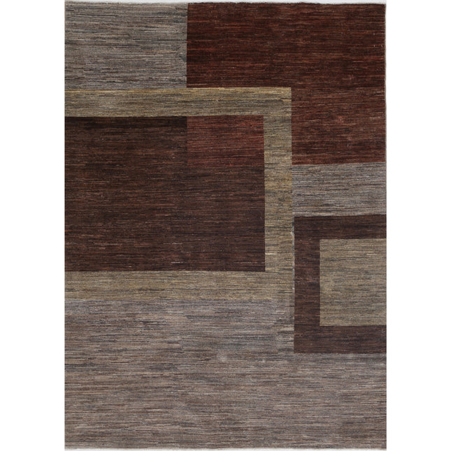 Modcar 5' 7" X 7' 6" Hand-Knotted Wool Rug 5' 7" X 7' 6" (170 X 229) / Brown / Brown