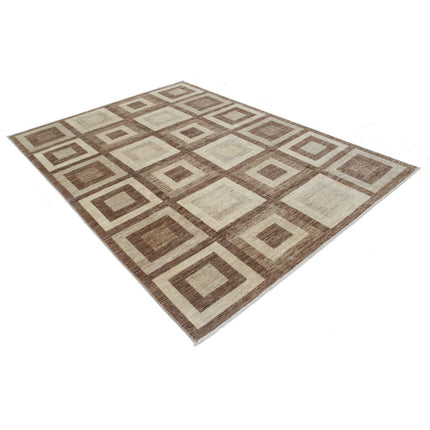 Modcar 6' 2" X 8' 4" Hand-Knotted Wool Rug 6' 2" X 8' 4" (188 X 254) / Brown / Brown