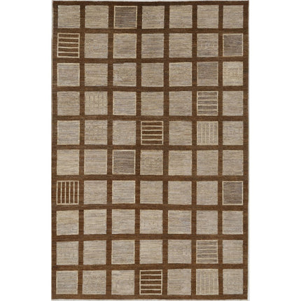 Modcar 6' 7" X 9' 10" Hand-Knotted Wool Rug 6' 7" X 9' 10" (201 X 300) / Brown / Brown