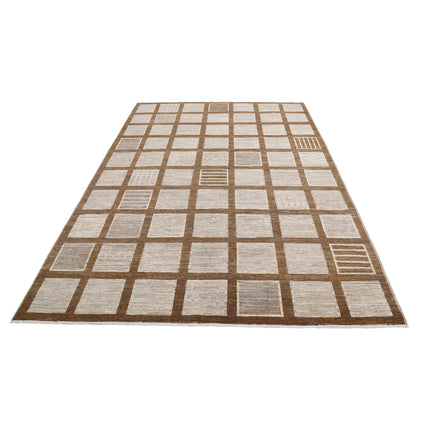 Modcar 6' 7" X 9' 10" Hand-Knotted Wool Rug 6' 7" X 9' 10" (201 X 300) / Brown / Brown