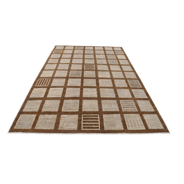 Modcar 6' 7" X 9' 10" Hand-Knotted Wool Rug 6' 7" X 9' 10" (201 X 300) / Brown / Brown