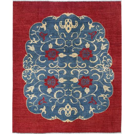 Modcar 8' 3" X 10' 1" Hand-Knotted Wool Rug 8' 3" X 10' 1" (251 X 307) / Blue / Red