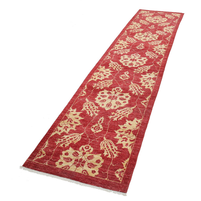 Modcar 2' 7" X 11' 3" Hand-Knotted Wool Rug 2' 7" X 11' 3" (79 X 343) / Red / Red