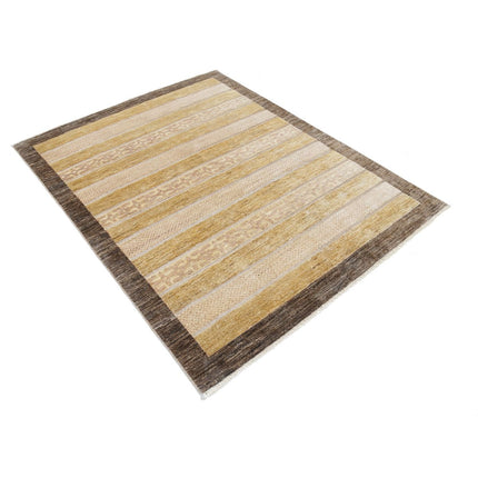 Modcar 4' 10" X 6' 2" Hand-Knotted Wool Rug 4' 10" X 6' 2" (147 X 188) / Gold / Brown