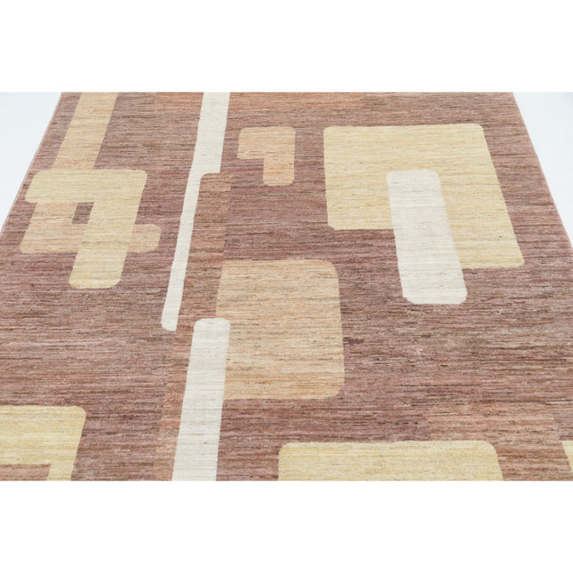 Modcar 5' 5" X 8' 0" Hand-Knotted Wool Rug 5' 5" X 8' 0" (165 X 244) / Brown / Brown