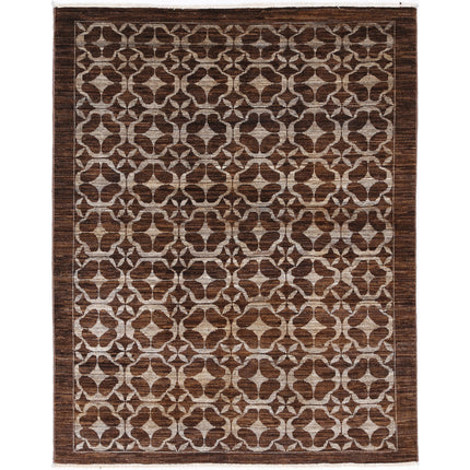 Modcar 4' 11" X 6' 4" Hand-Knotted Wool Rug 4' 11" X 6' 4" (150 X 193) / Brown / Brown