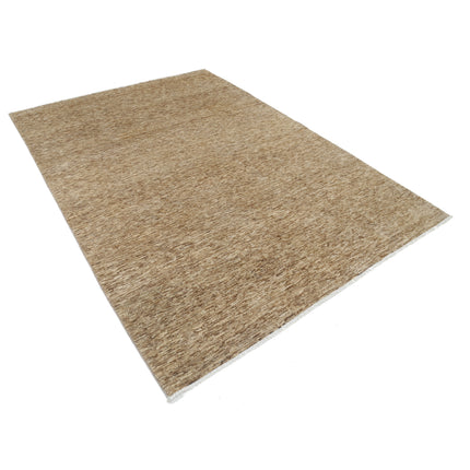 Modcar 6' 2" X 8' 6" Hand-Knotted Wool Rug 6' 2" X 8' 6" (188 X 259) / Brown / Brown