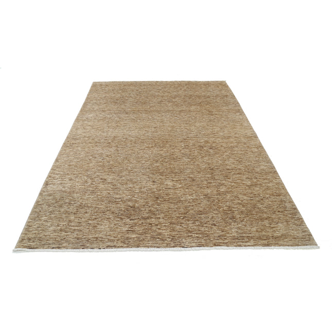 Modcar 6' 2" X 8' 6" Hand-Knotted Wool Rug 6' 2" X 8' 6" (188 X 259) / Brown / Brown