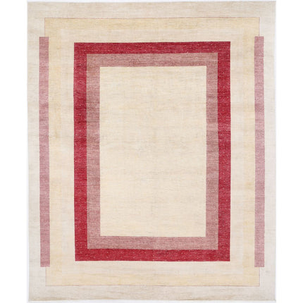 Modcar 12' 2" X 14' 9" Hand-Knotted Wool Rug 12' 2" X 14' 9" (371 X 450) / Ivory / Red