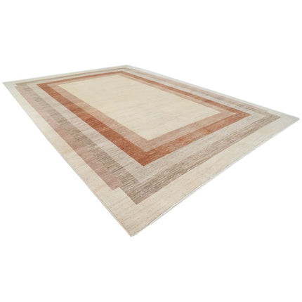 Modcar 12' 5" X 17' 9" Hand-Knotted Wool Rug 12' 5" X 17' 9" (378 X 541) / Ivory / Brown