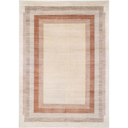 Modcar 12' 5" X 17' 9" Hand-Knotted Wool Rug 12' 5" X 17' 9" (378 X 541) / Ivory / Brown