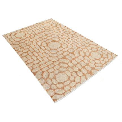 Modcar 4' 7" X 6' 8" Hand-Knotted Wool Rug 4' 7" X 6' 8" (140 X 203) / Brown / Brown