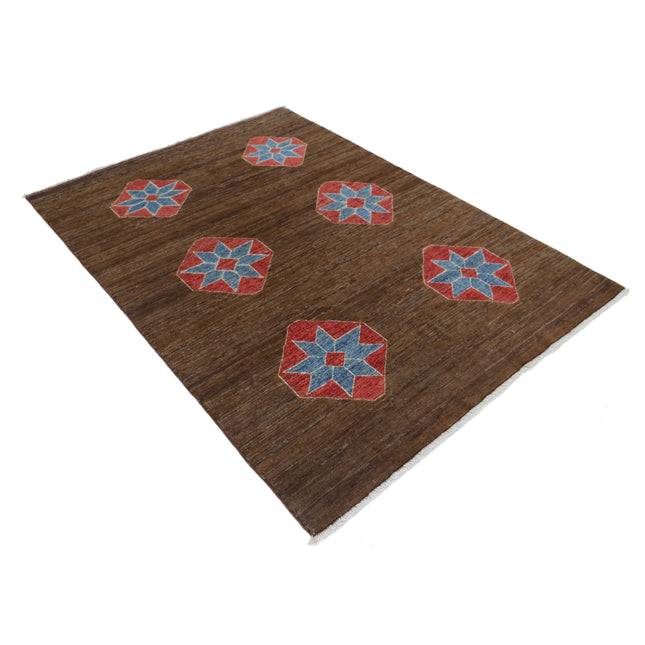 Modcar 4' 10" X 6' 8" Hand-Knotted Wool Rug 4' 10" X 6' 8" (147 X 203) / Brown / Brown