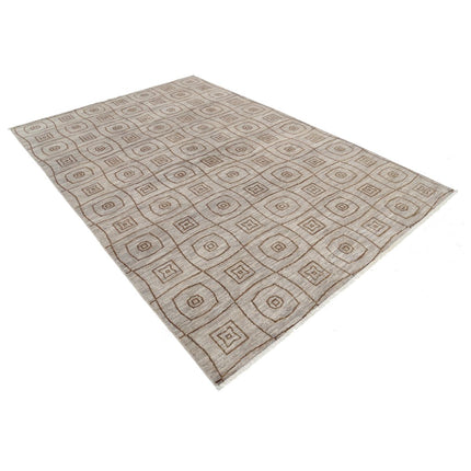 Modcar 6' 6" X 9' 8" Hand-Knotted Wool Rug 6' 6" X 9' 8" (198 X 295) / Grey / Grey