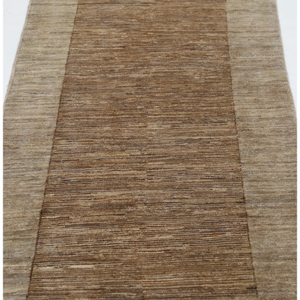 Modcar 2' 6" X 9' 4" Hand-Knotted Wool Rug 2' 6" X 9' 4" (76 X 284) / Brown / Grey