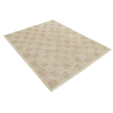 Modcar 4' 10" X 6' 0" Hand-Knotted Wool Rug 4' 10" X 6' 0" (147 X 183) / Ivory / Brown