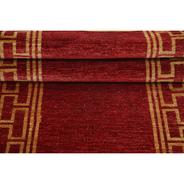 Modcar 2' 10" X 9' 7" Hand-Knotted Wool Rug 2' 10" X 9' 7" (86 X 292) / Red / Red