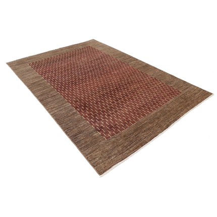 Modcar 5' 11" X 8' 7" Hand-Knotted Wool Rug 5' 11" X 8' 7" (180 X 262) / Burgandy / Brown