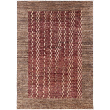 Modcar 5' 11" X 8' 7" Hand-Knotted Wool Rug 5' 11" X 8' 7" (180 X 262) / Burgandy / Brown