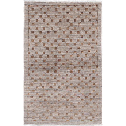 Modcar 2' 9" X 4' 7" Hand-Knotted Wool Rug 2' 9" X 4' 7" (84 X 140) / Grey / Brown