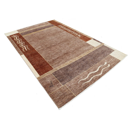 Modcar 6' 4" X 9' 9" Hand-Knotted Wool Rug 6' 4" X 9' 9" (193 X 297) / Brown / Brown